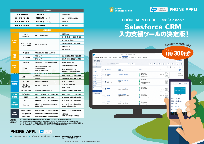 PHONE APPLI PEOPLE for Salesforce CRM<br>入力支援ツールの決定版！イメージ