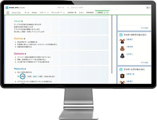 Phone Appli Vision 旧 Vision Go 毎日ログインするセールスフォース上に 目標管理を 株式会社phone Appli