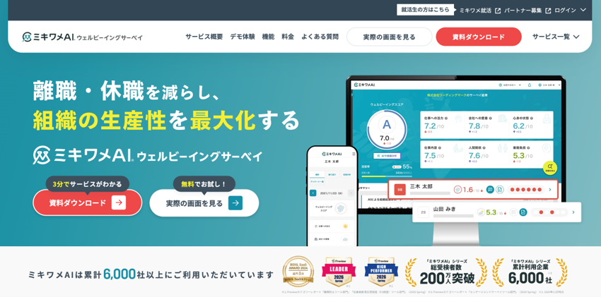 ミキワメAI ウェルビーイングサーベイ公式サイト